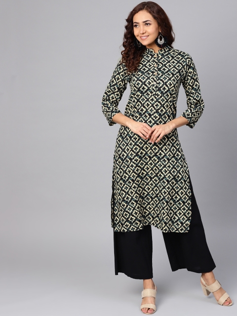 

Jompers Women Black & Beige Printed Kurta with Palazzos
