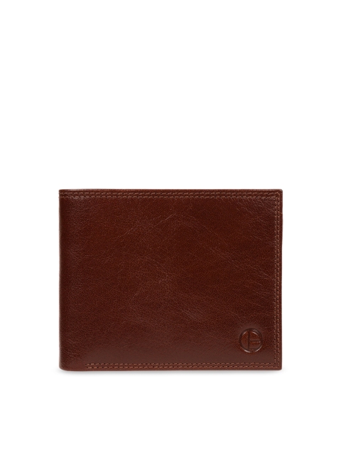 

PURE LUXURIES LONDON Men Tan Brown Textured Two Fold Wallet