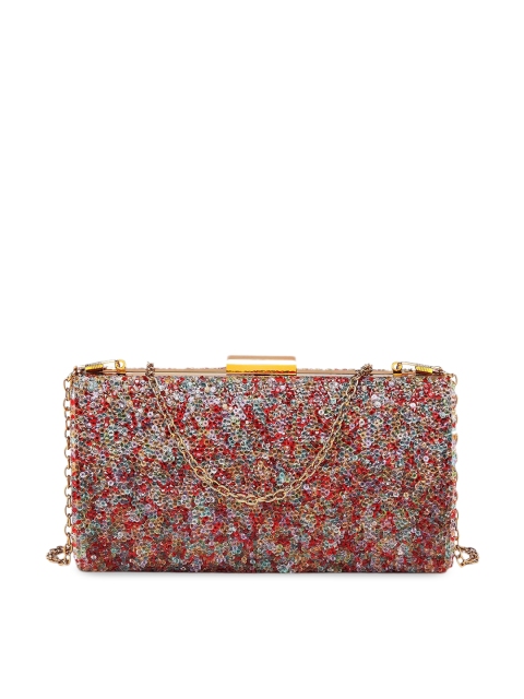 Diana Korr Red Marble Embellished Box Clutch