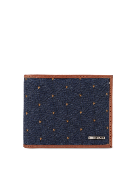 

Peter England Men Navy Blue Printed Two Fold Wallet