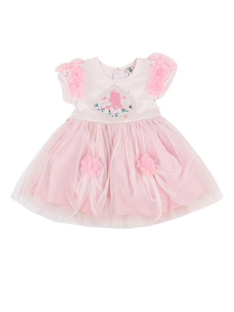 

CHALK by Pantaloons Girls Pink Self Design Fit and Flare Dress