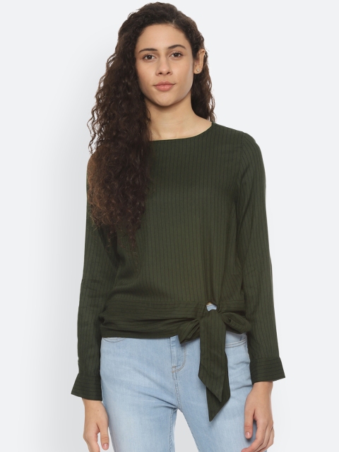 

People Women Olive Green Striped Top