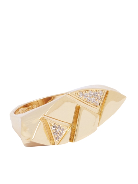 

shaze Gold-Toned Stone-Studded Boat Ring