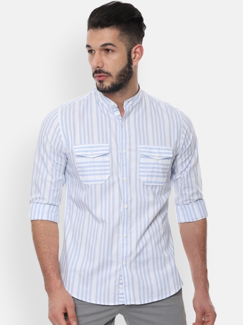 

Van Heusen Sport Men Blue & White Slim Fit Striped Casual Shirt