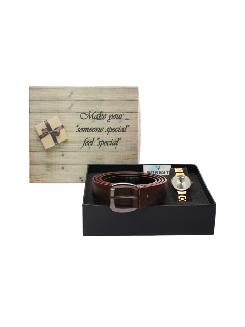 

Hobforestessentials Women Watch & Belt Gift Set, White
