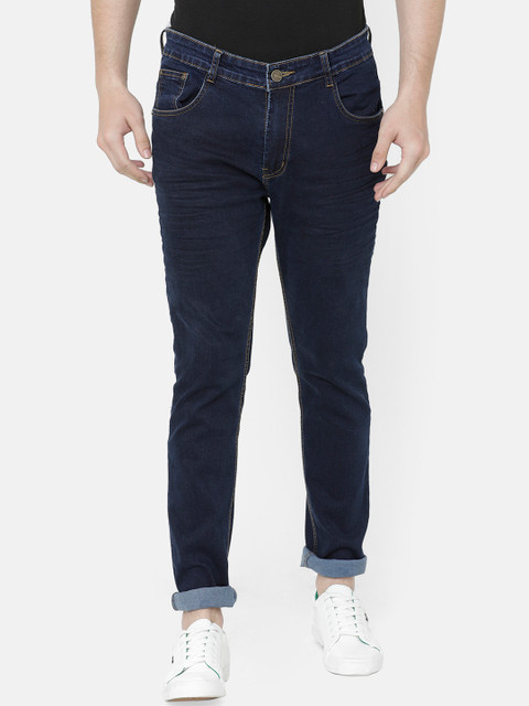 

CINOCCI Men Blue Slim Fit Mid-Rise Clean Look Stretchable Jeans