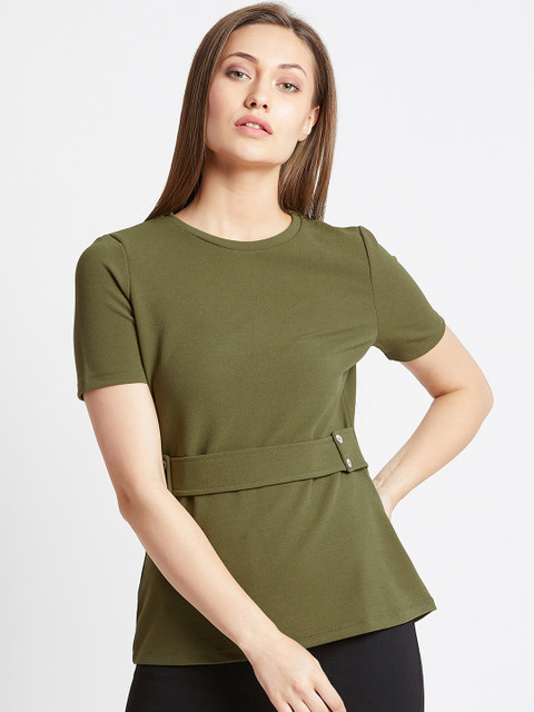 

COVER STORY Women Olive Green Solid Top