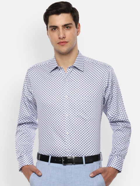 

Van Heusen Men White & Blue Regular Fit Printed Formal Shirt