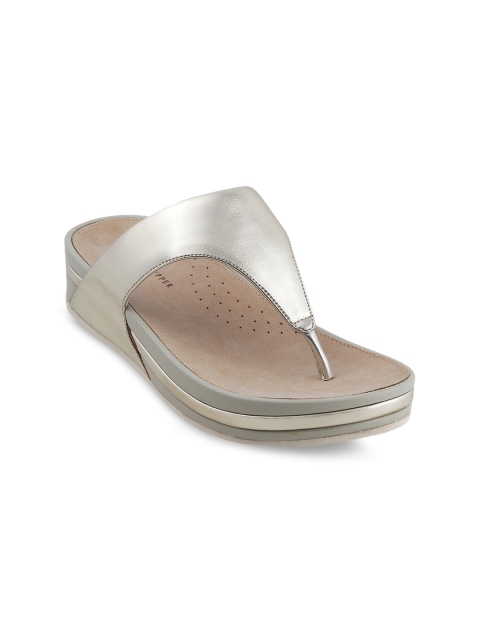 

LEMON & PEPPER Women Silver-Toned Solid Sandals