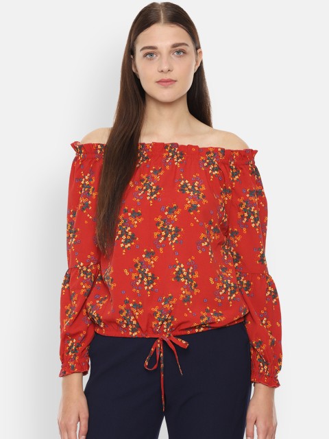 

Van Heusen Woman Red Printed Bardot Top
