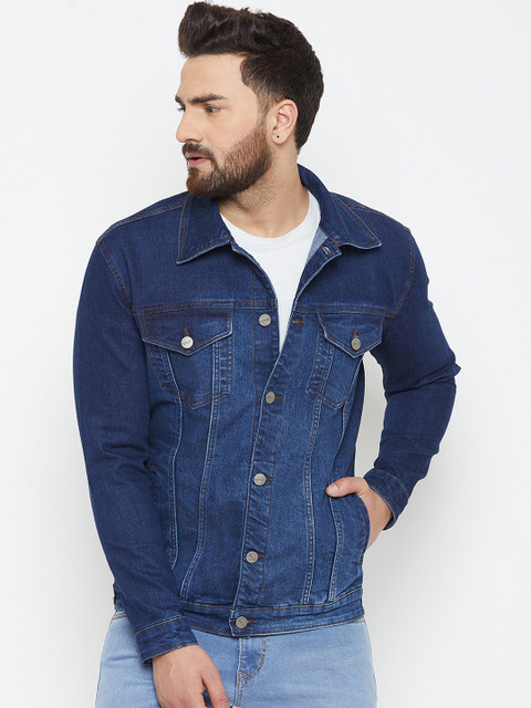 

KROSSSTITCH Men Navy Blue Solid Denim Jacket