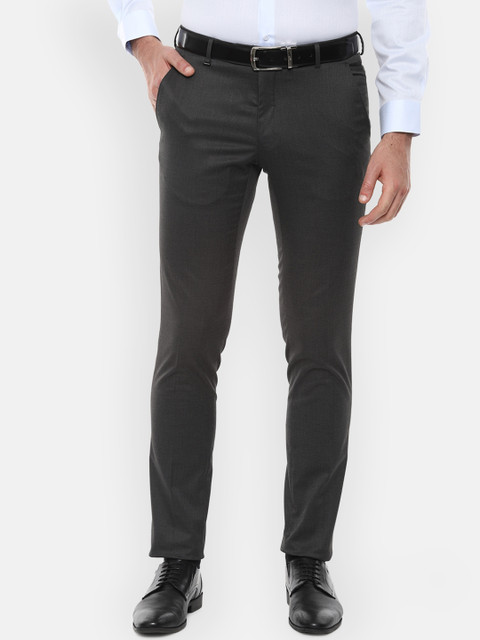 

Van Heusen Men Charcoal Regular Fit Solid Formal Trousers