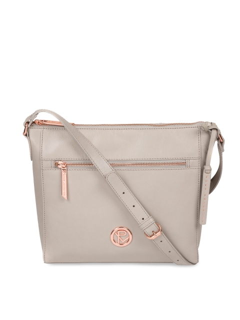 

PURE LUXURIES LONDON Women Grey Solid Genuine Leather Byrne Sling Bag