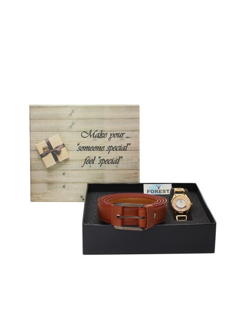 

Hobforestessentials Women Watch & Belt Gift Set, Gold
