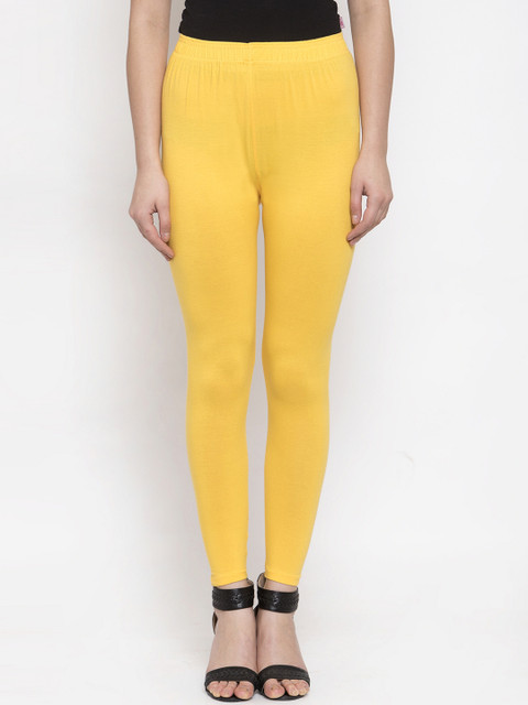 

TAG 7 Women Yellow Solid Ankle-Length Leggings