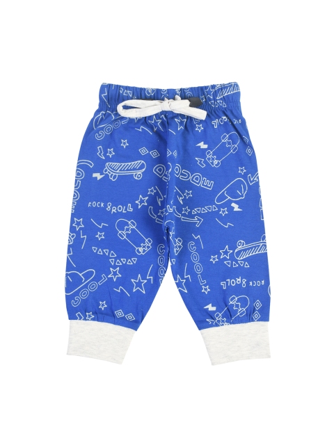 

CRAZYPENGUIN Boys Blue & White Printed Joggers