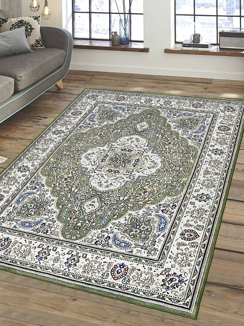 

Status Green & White Printed Ice Silk Velvet Touch Persian Carpet