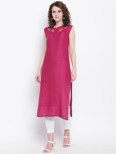 

Napra Women Magenta Embroidered Straight Kurta