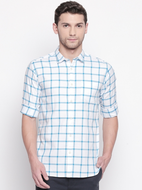 

BYFORD by Pantaloons Men Blue & White Slim Fit Checked Casual Shirt
