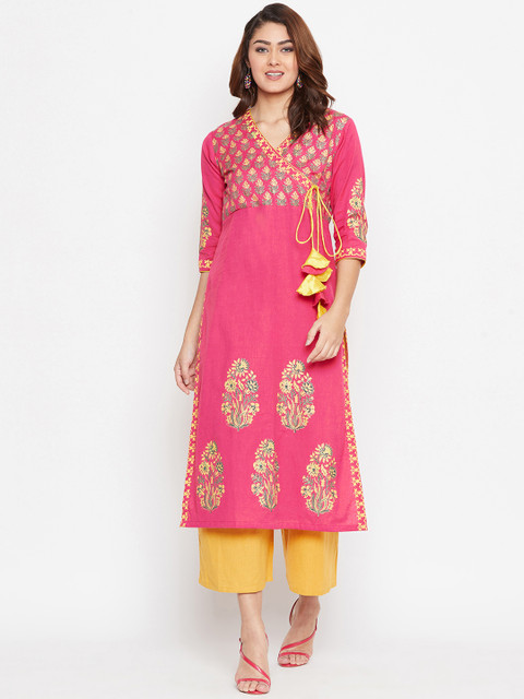 

Bitterlime Women Pink Printed Straight Kurta
