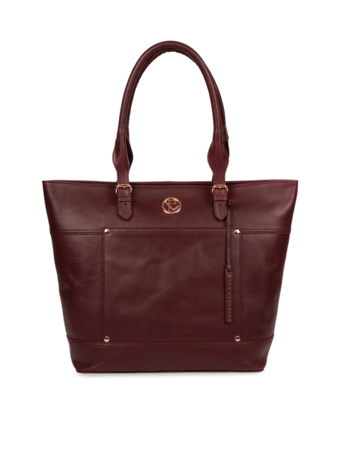 

PURE LUXURIES LONDON Women Burgundy Solid Genuine Leather Monet Shoulder Bag