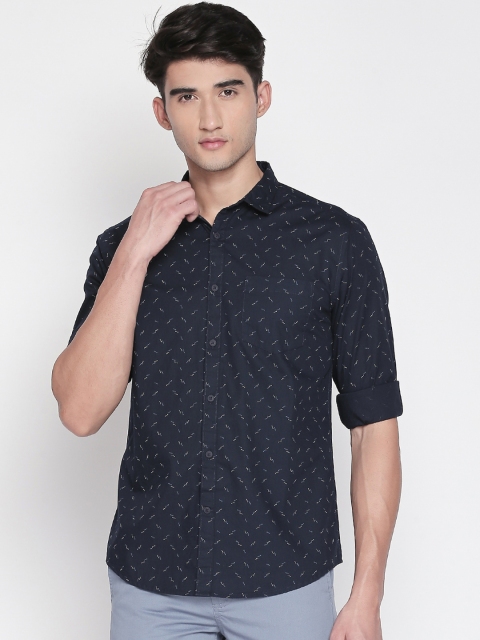 

BYFORD by Pantaloons Men Navy Blue & Off-White Slim Fit Printed Casual Shirt