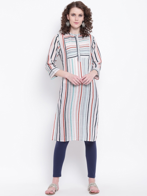 

Napra Women Multicoloured Striped Straight Kurta, Multi