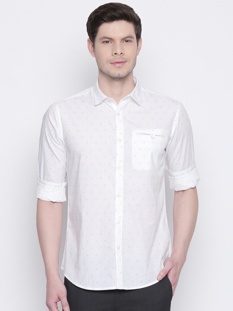 

BYFORD by Pantaloons Men White & Blue Slim Fit Printed Casual Shirt