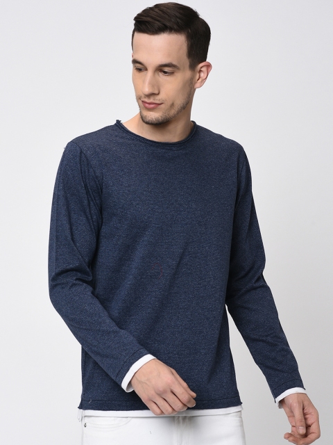 

Rigo Men Navy Blue Solid Slim-Fit Round Neck T-shirt