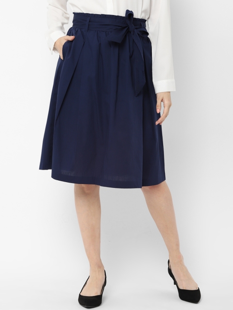 

Allen Solly Woman Navy Blue Solid Flared Skirt