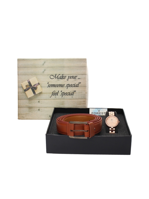 

Hobforestessentials Women Watch & Belt Gift Set, Rose