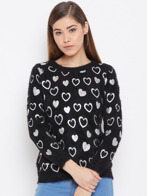 

Duke Women Black Self Design Pullover Sweater