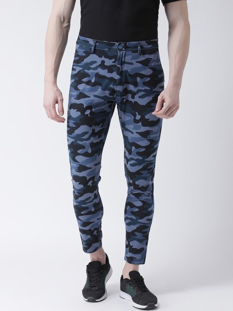

Club York Men Blue & Black Slim Fit Printed Regular Trousers