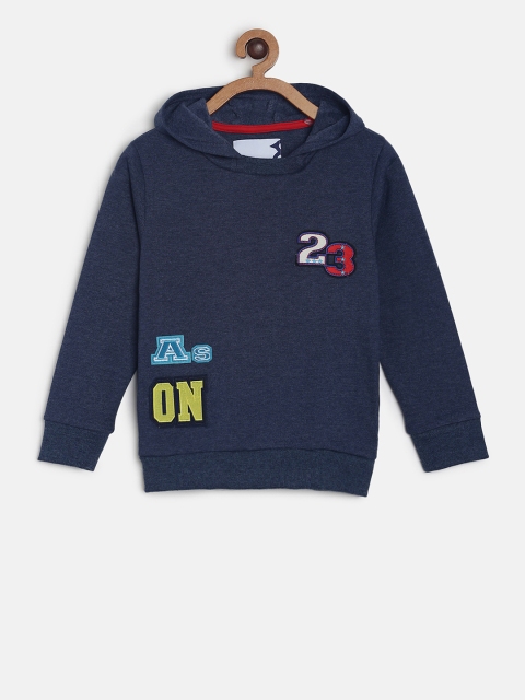 

TALES & STORIES Boys Blue Printed Hooded Sweatshirt