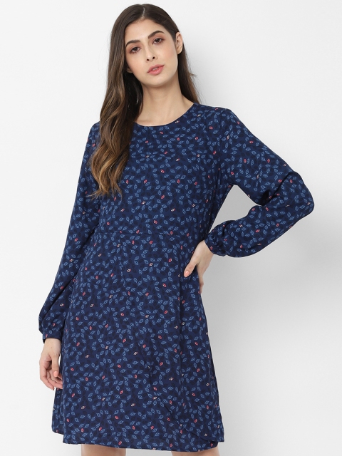

Allen Solly Woman Women Navy Blue Printed A-Line Dress