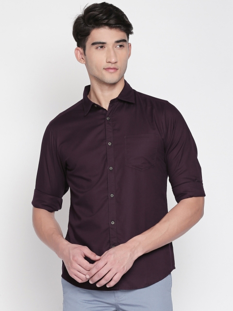

BYFORD by Pantaloons Men Purple Slim Fit Solid Casual Shirt