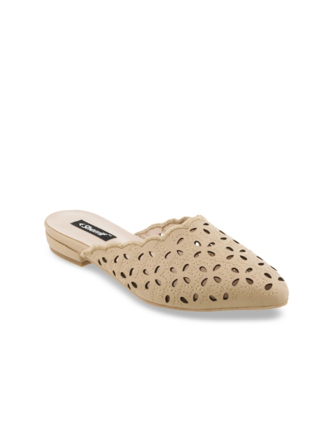 

Sherrif Shoes Women Beige Woven Design Laser Cut Mules