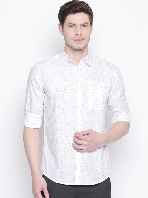

BYFORD by Pantaloons Men White & Blue Slim Fit Printed Casual Shirt