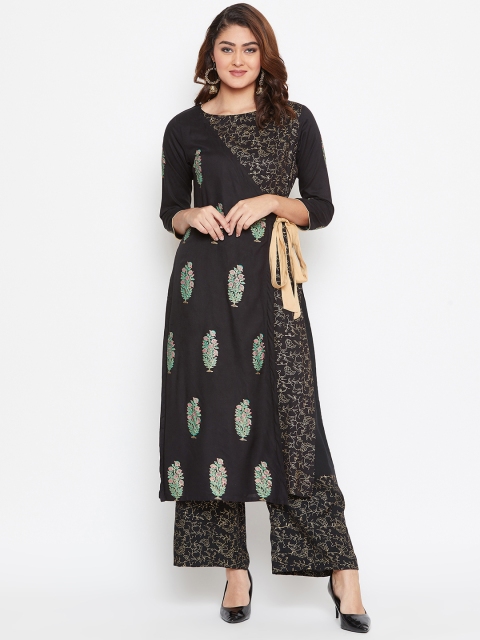

Bitterlime Women Black Printed Kurta with Palazzos