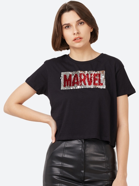 

Free Authority Captain America Featured Black Tshirt for Women