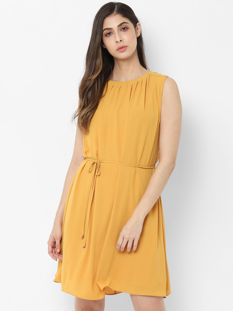 

Allen Solly Woman Women Mustard Solid Fit and Flare Dress