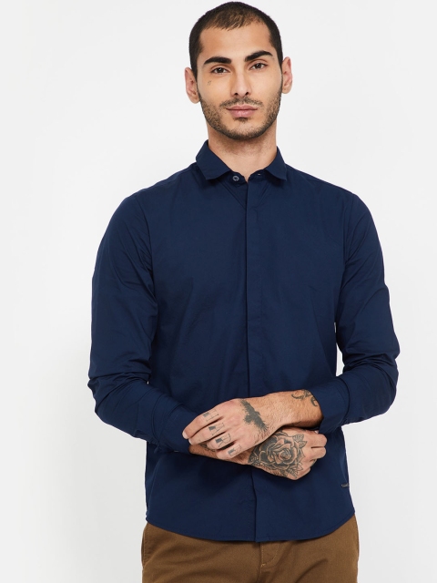 

Bossini Men Navy Blue Regular Fit Solid Casual Shirt