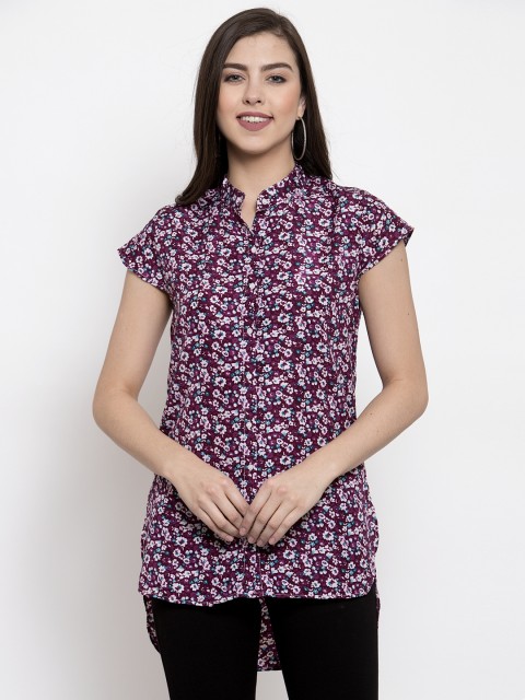 

Purple State Women Purple Ditsy Floral Print Top