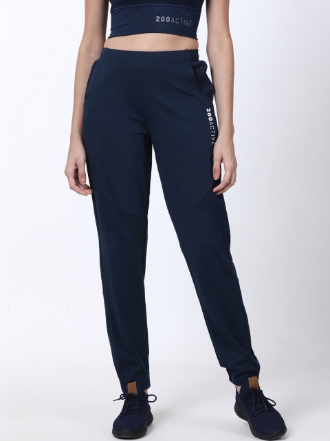 

2GO Women Navy Blue Solid High-Rise Straight-Fit Joggers
