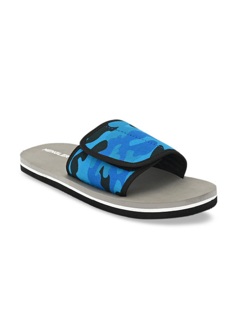 

MENGLER Men Blue Camouflage Printed Sliders