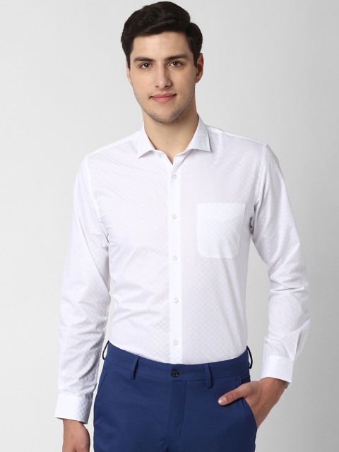 

Peter England Men White Slim Fit Self Design Formal Shirt