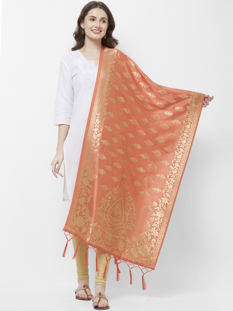

Faserz Peach-Coloured Woven Design Dupatta
