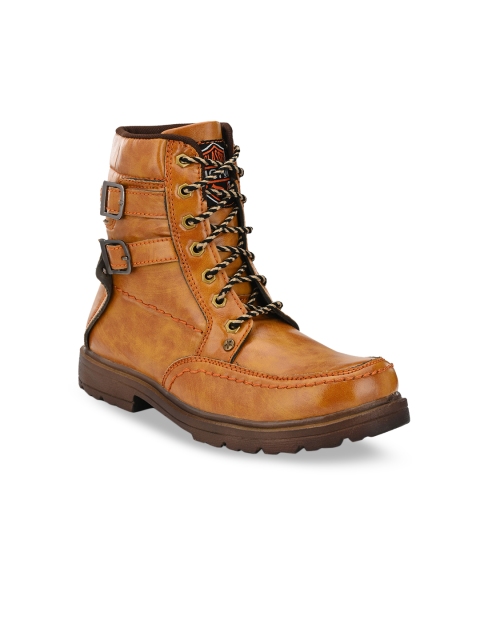 

Big Fox Men Tan Solid Synthetic High-Top Flat Boots