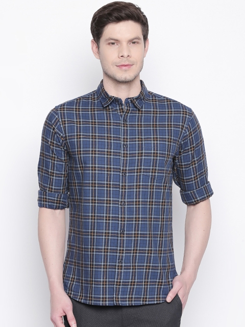 

BYFORD by Pantaloons Men Blue Checked Slim Fit Casual Shirt