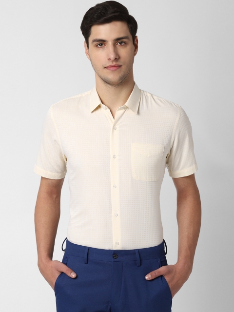 

Peter England Men Yellow Slim Fit Self Design Formal Shirt